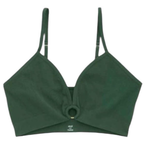 Aerie Plunge Ribbed Ring Bralette Green Size Small New with Tag - Picture 2 of 11
